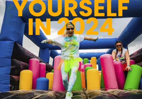 Challenge yourself in 2024 with a photo from the Color Obstacle Rush event