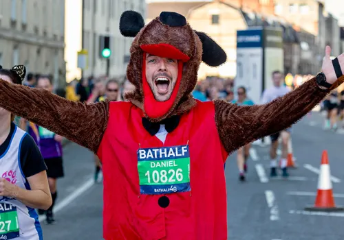 Bath Half runner in a dog costumer