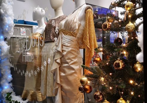 Charity shop Christmas window display