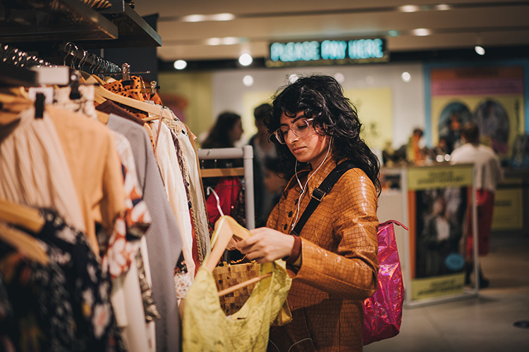 Woman shopping at Charity Super Mkt 