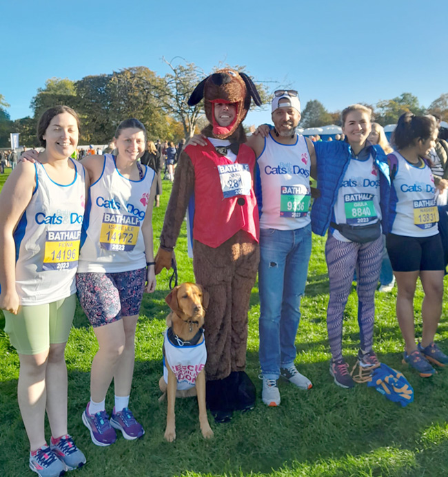 Some of our Bath Half marathon running team before the race and keen to go! 