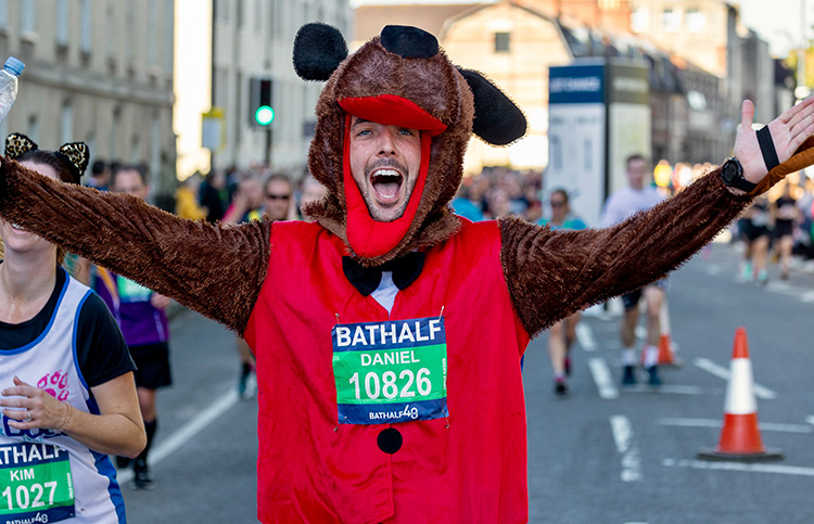 Bath Half runner in a dog costumer 