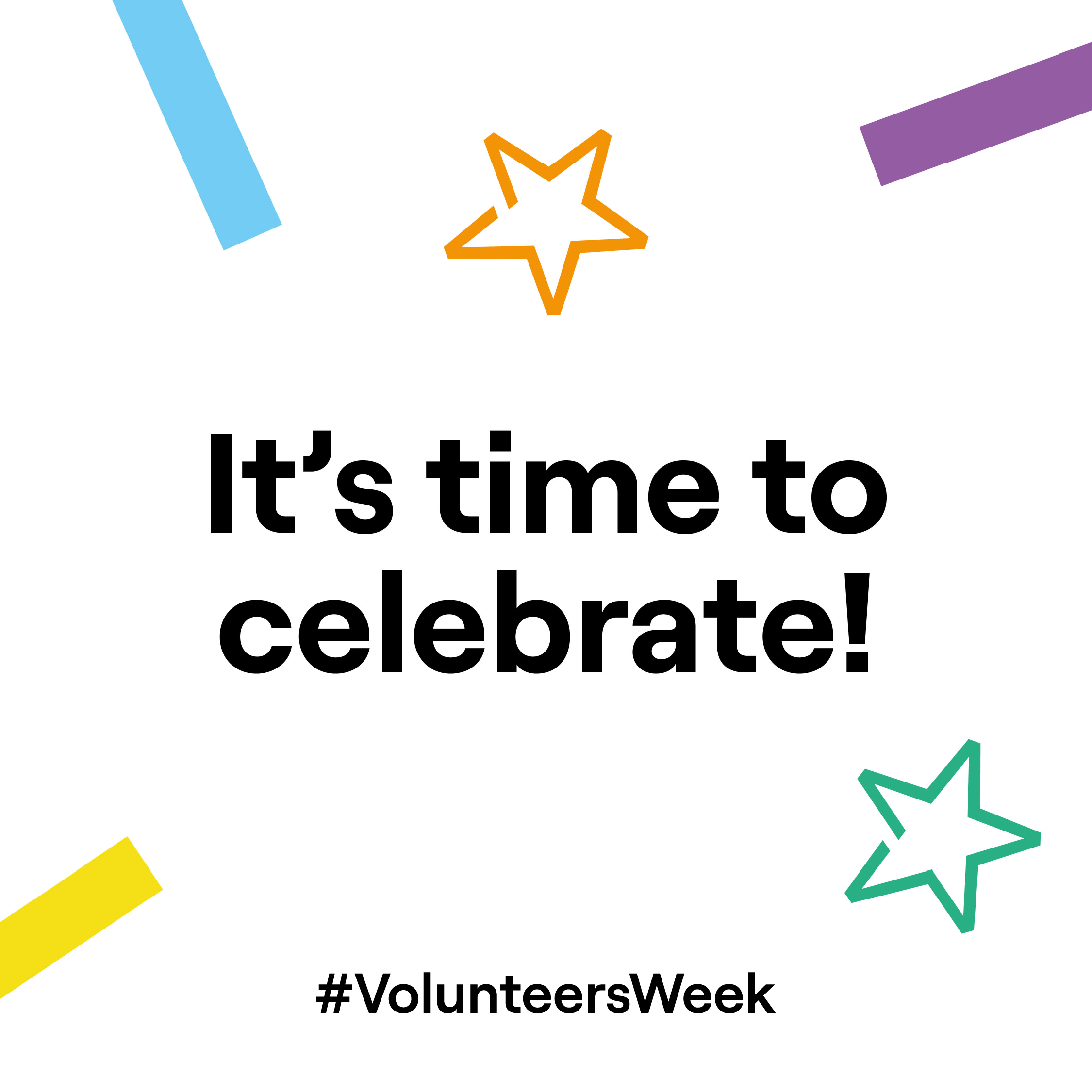Volunteers' Week graphic that says 'It's time to celebrate' 