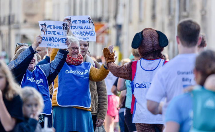 Bath Half marathon banners cheering team c Anna Barclay