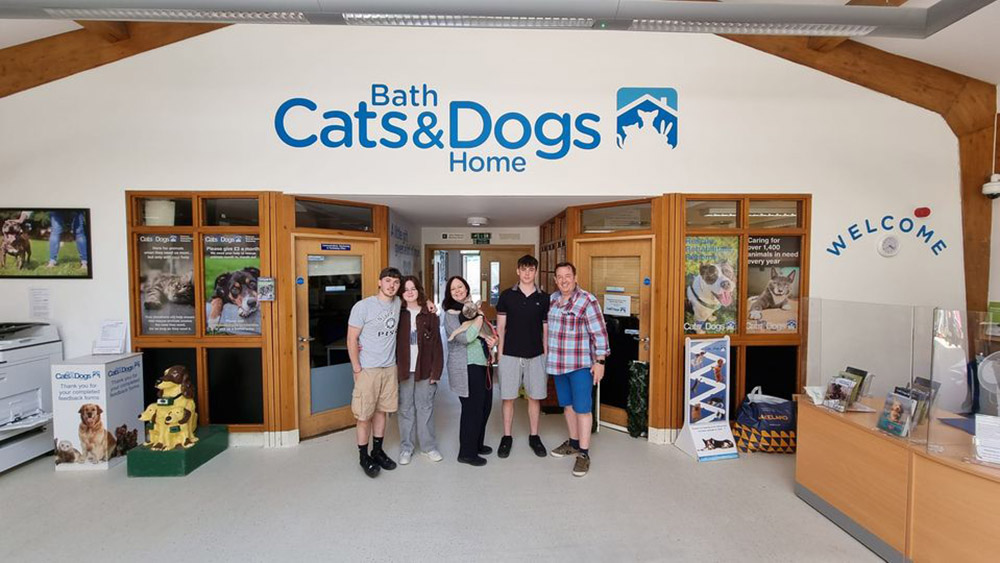 Family adopting a dog from rescue centre Bath Cats and Dogs Home